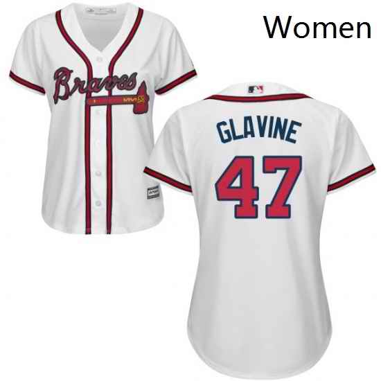 Womens Majestic Atlanta Braves 47 Tom Glavine Replica White Home Cool Base MLB Jersey